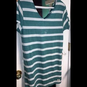 LAGACI Teal Striped dress, open back